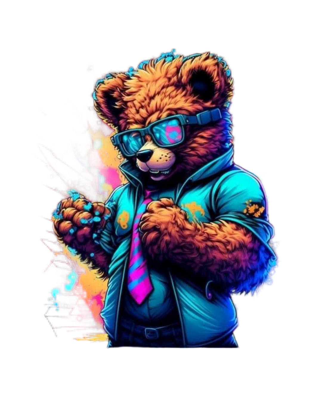 Fashion bear cartoon iron on heat transfer