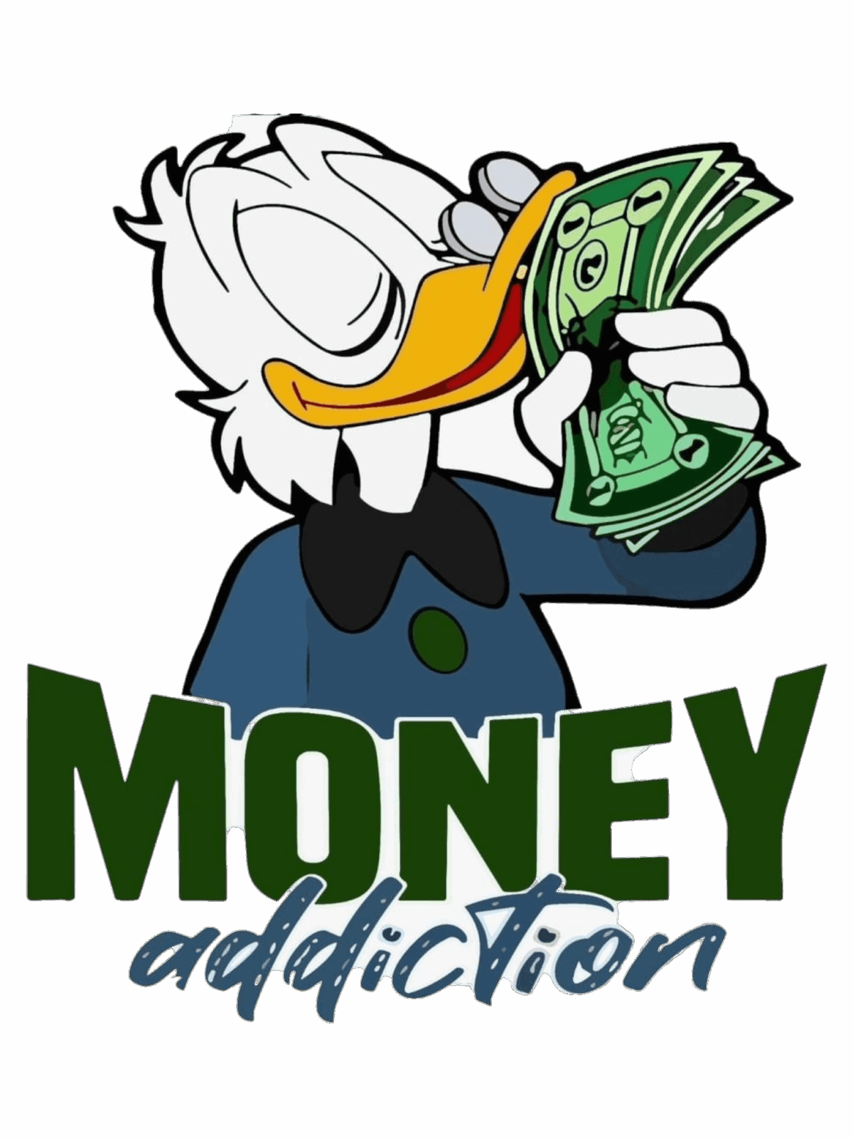 Money addiction cartoon iron on heat transfer