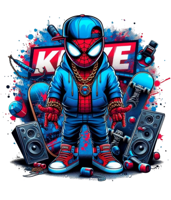 Spider man street cartoon iron on heat transfer