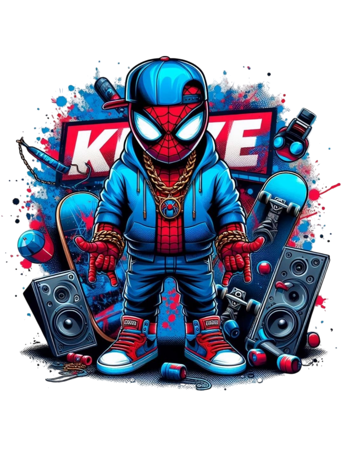 Spider man street cartoon iron on heat transfer
