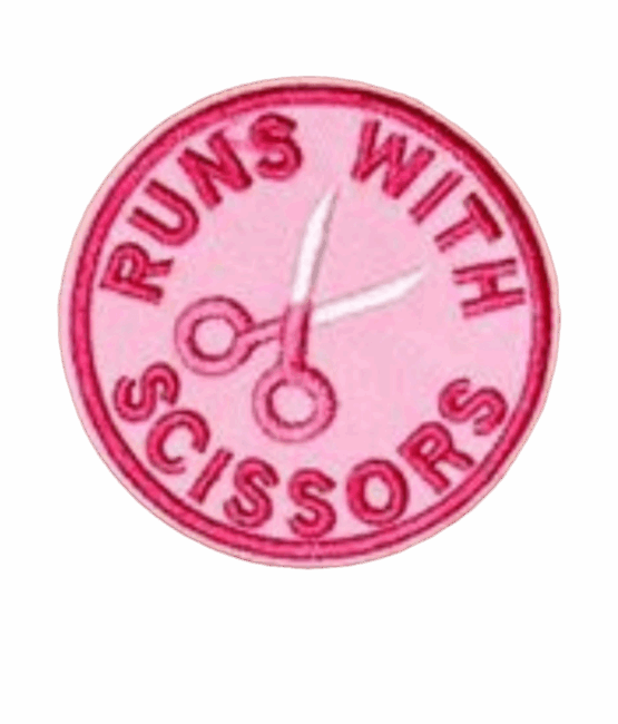 Run with scissors iron on patch