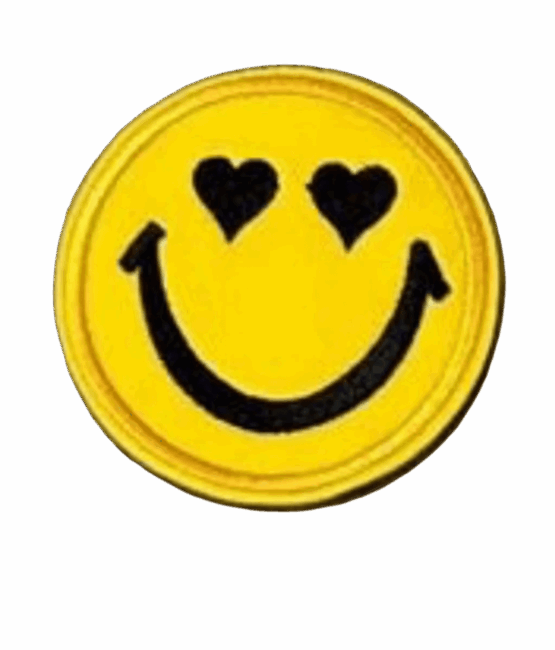 Heart smiley iron on patch
