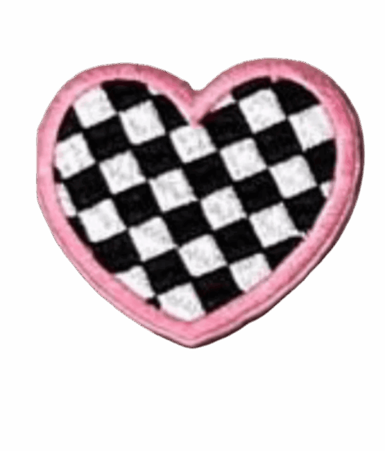 Checkered heart iron on patch