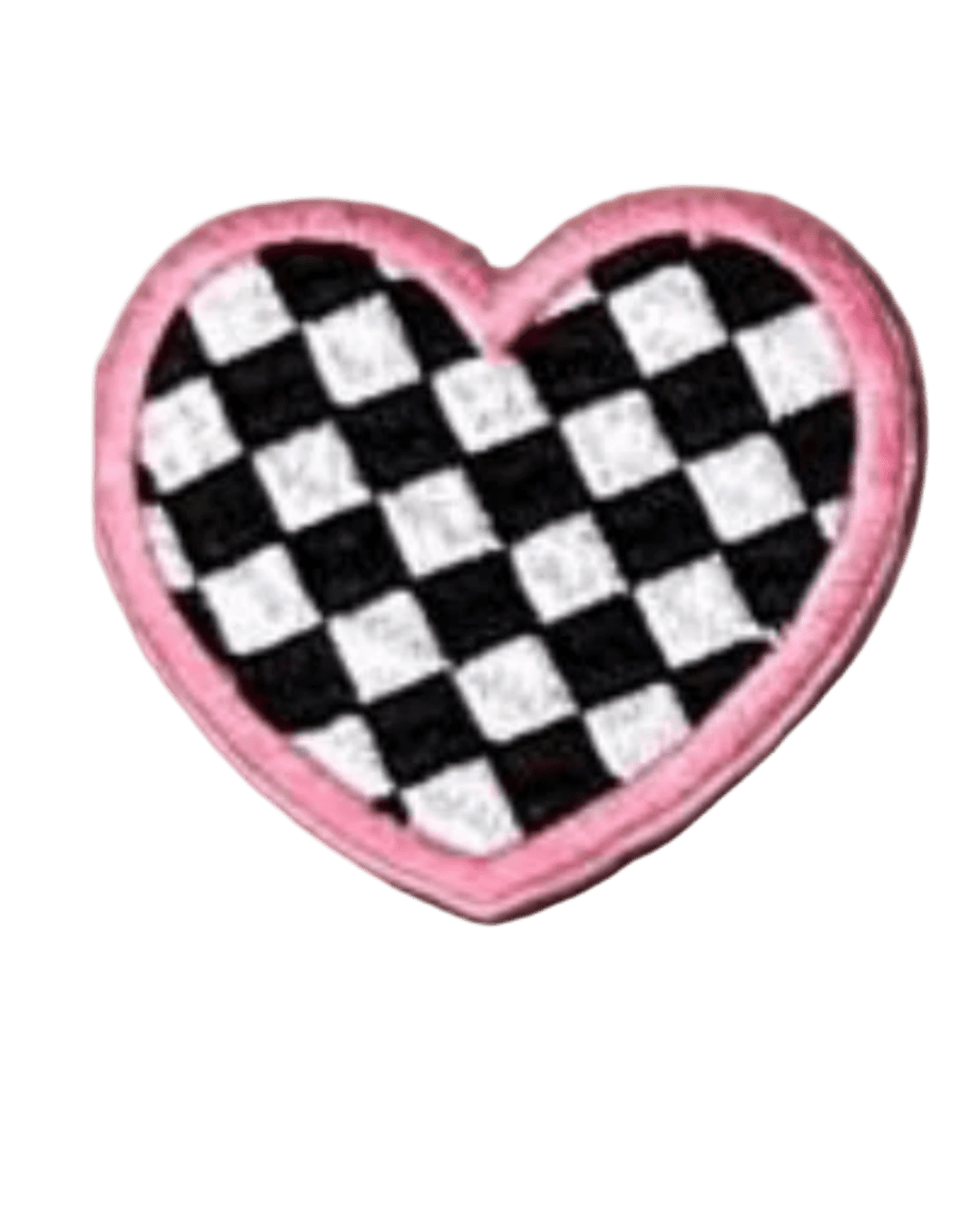 Checkered heart iron on patch