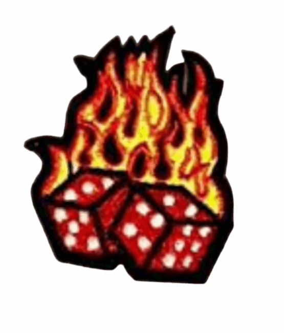 Fire dice iron on patch