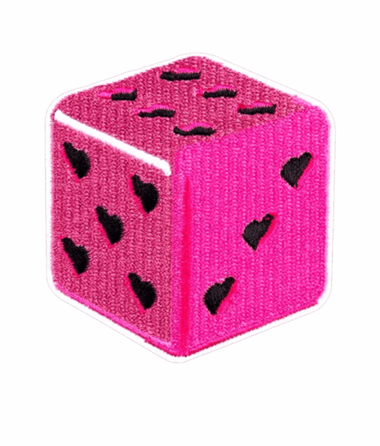Heart dice iron on patch