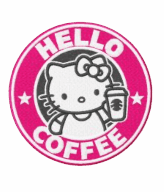 Hello kitty patches coffee