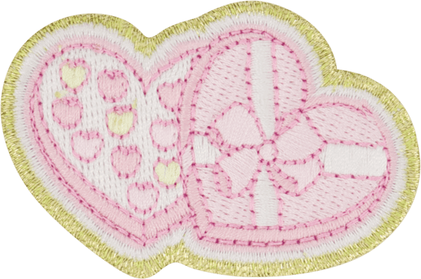 Pink total betty heart iron on patch
