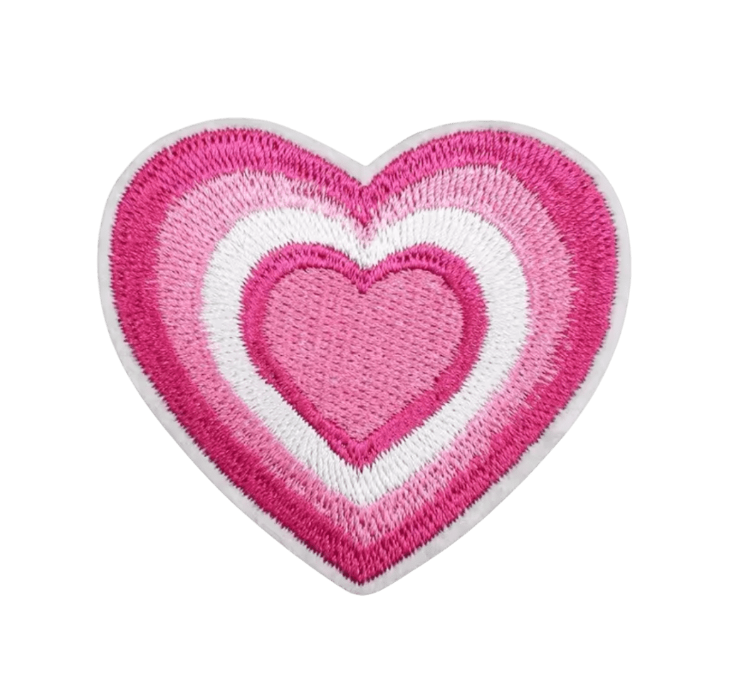 Pink heart iron on valentine patch