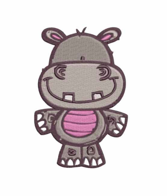 Hippo iron on patch