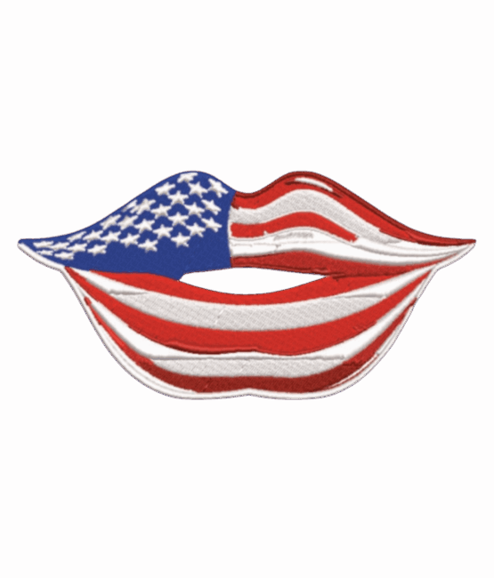 Lips iron on American flag patch