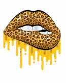 Animal print lip gold lip iron on heat transfer