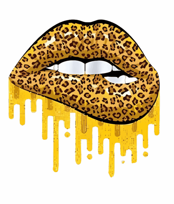 Animal print lip gold lip iron on heat transfer