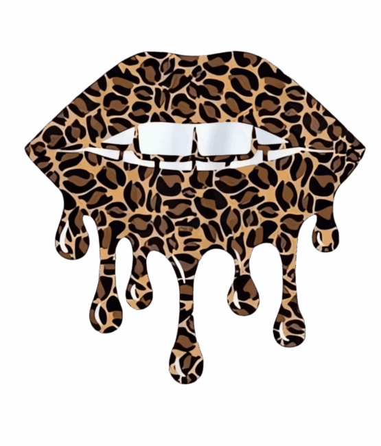 Leopard print lip drip lip iron on heat transfer