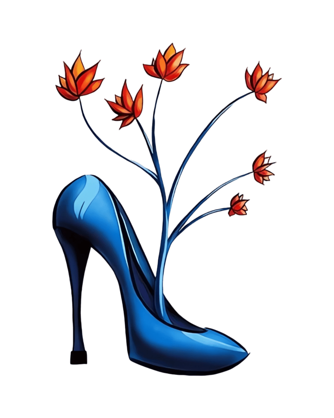 Sexy Blue heel shoe iron on heat transfer