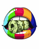 Colorful money mouth graphic t-shirt