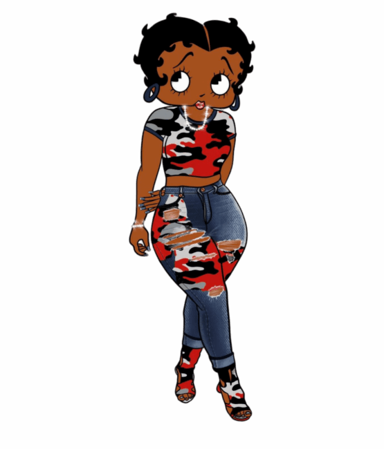Fashion Camo melanin girl iron heat transfers