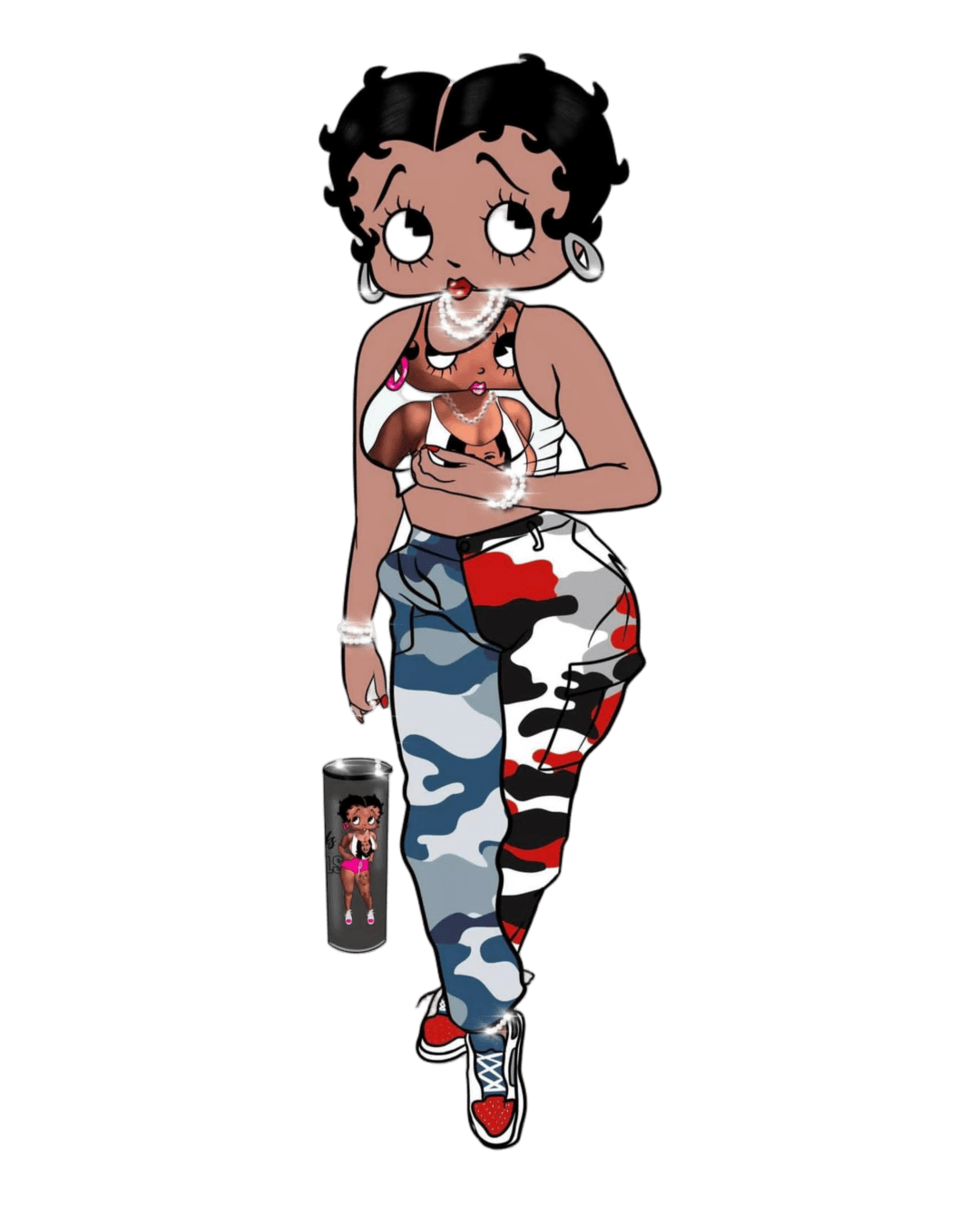 Fashion Camo red blue melanin girl iron heat transfers