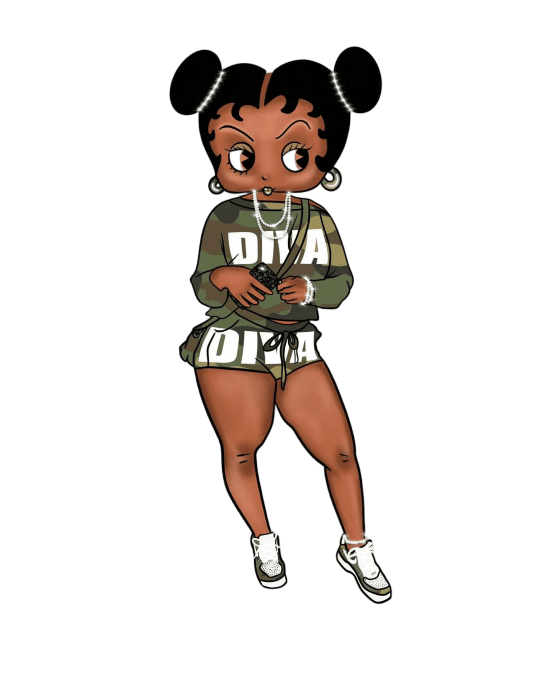 Fashion Diva melanin girl iron heat transfers