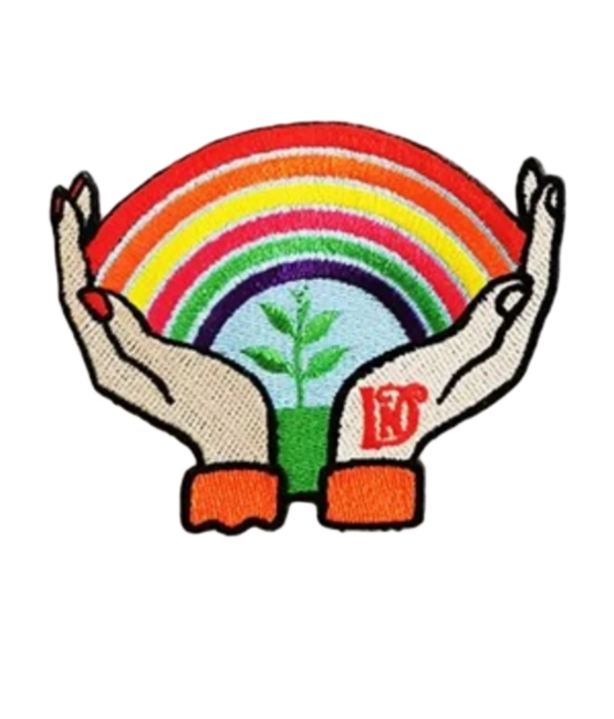 Hand rainbow iron on embroidery patches
