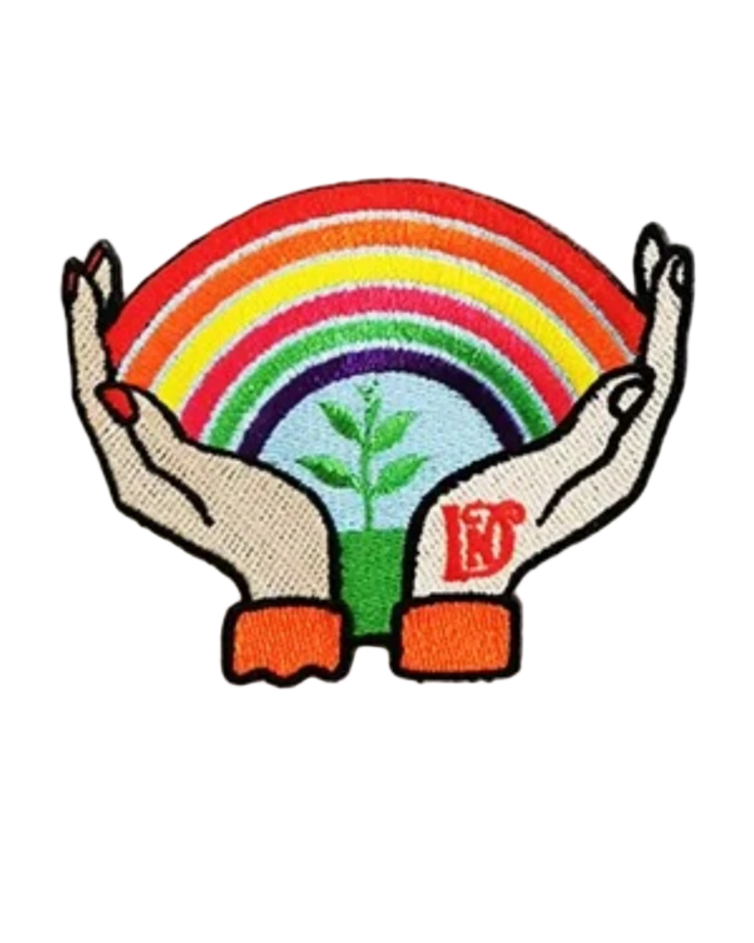 Hand rainbow iron on embroidery patches