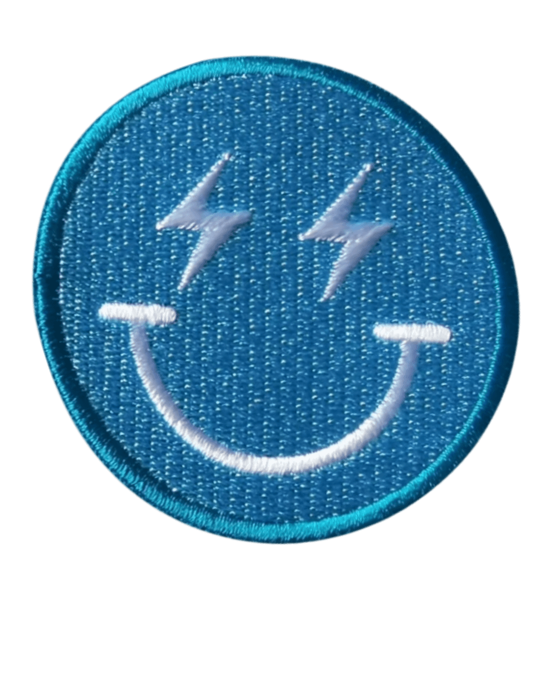 Blue smiley iron on embroidery patches