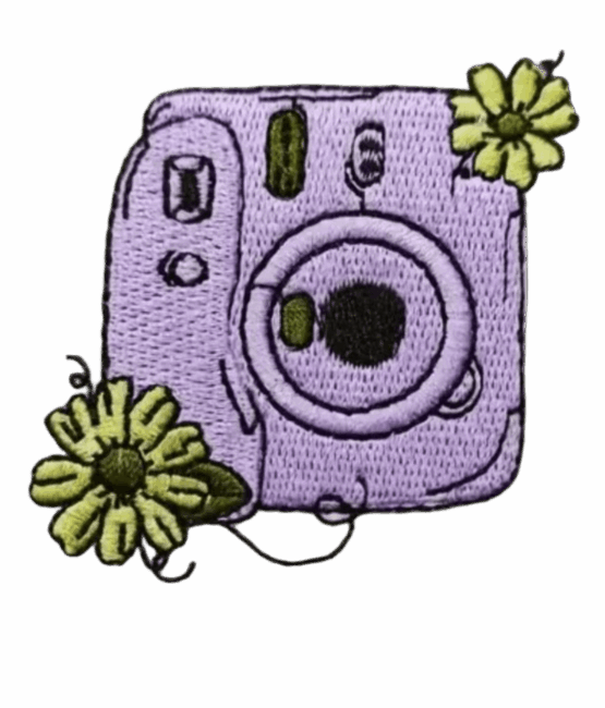 Purple Camera iron on embroidery patches