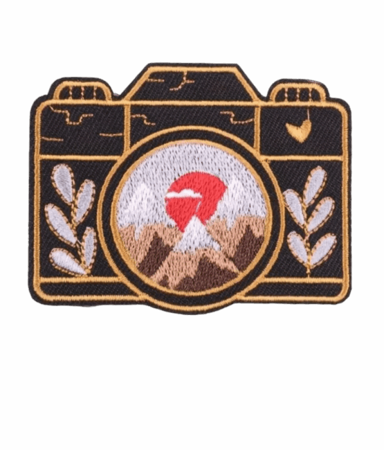 Camera iron on embroidery patches