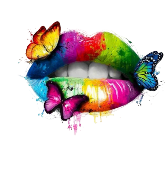 Colorful butterfly lip iron on heat transfers