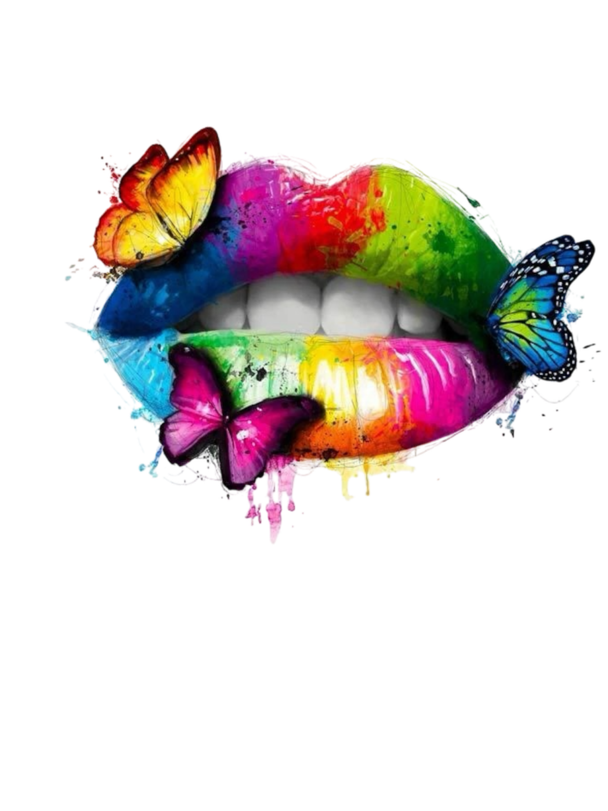 Colorful butterfly lip iron on heat transfers