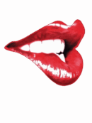 Red white print lip heat transfers