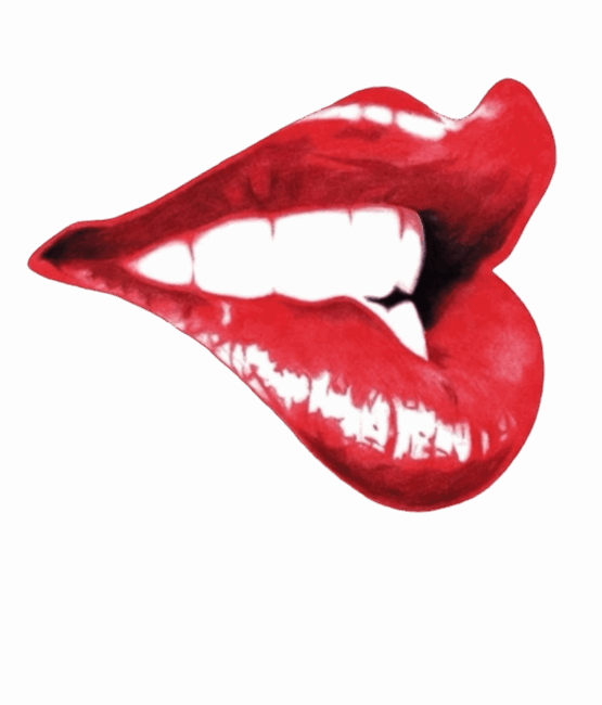 Red white print lip heat transfers