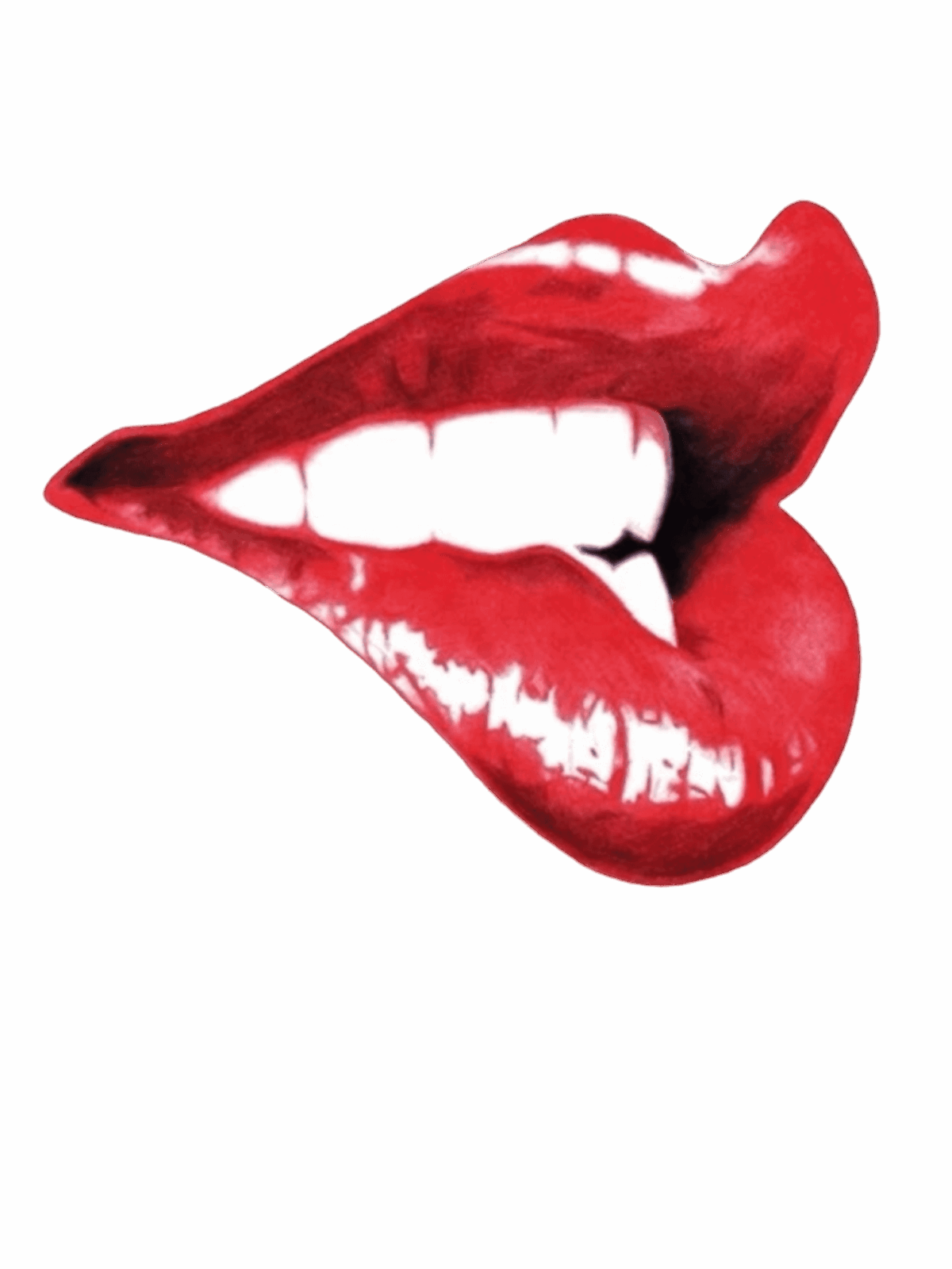 Red white print lip heat transfers