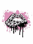 Pink animal print lip heat transfers