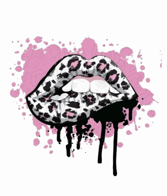 Pink animal print lip heat transfers