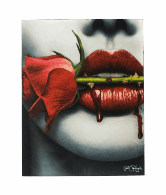 Rose Lip Iron on Heat transfer screen printed