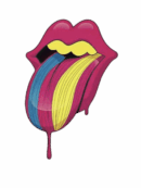 Colorful lip screen print iron on appliqué