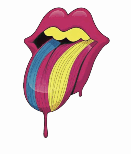 Colorful lip screen print iron on appliqué