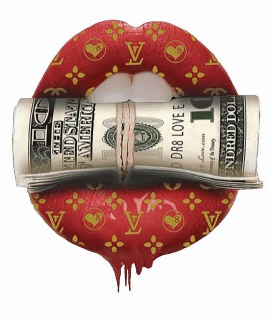 Fashion money Lip iron on Heat transfers