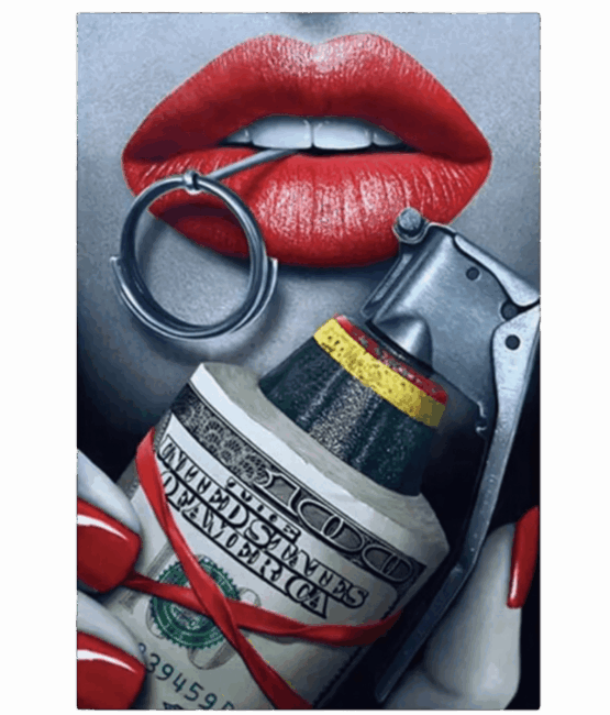 Grenade Lip iron on Heat transfers