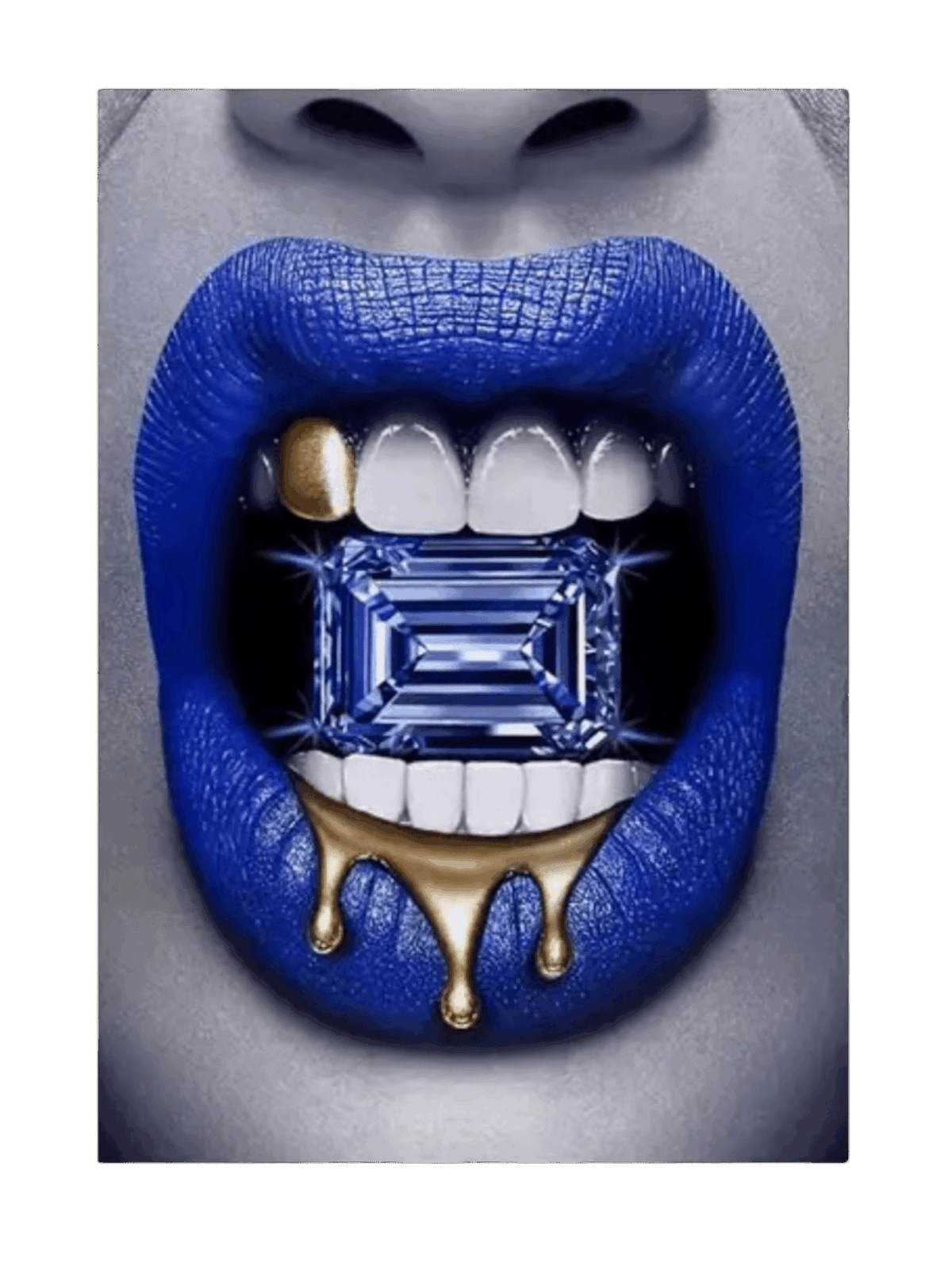 Blue Lip Iron on Heat transfer screen printed