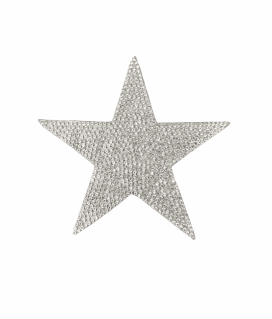 Silver Star iron on rhinestone patches