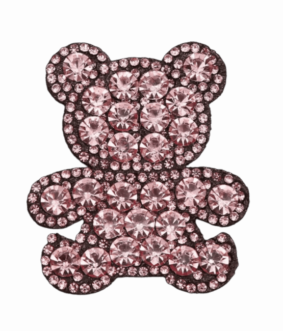 Pink bear iron on rhinestone patches