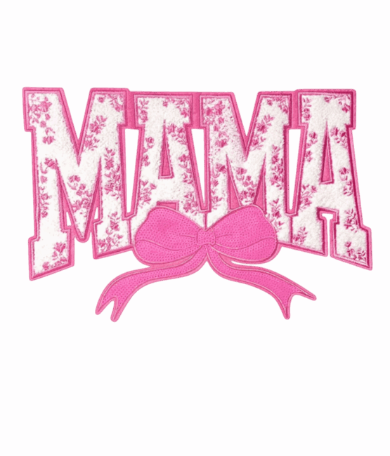 Large mama bow chenille iron on patch