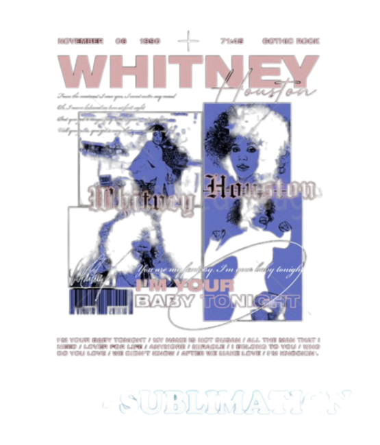 Whitney Houston t shirt heat transfers 18