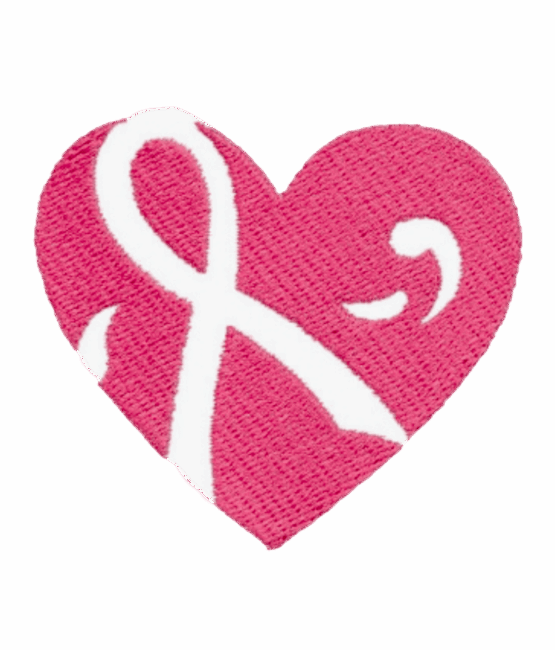 Heart ribbon iron on cancer patches