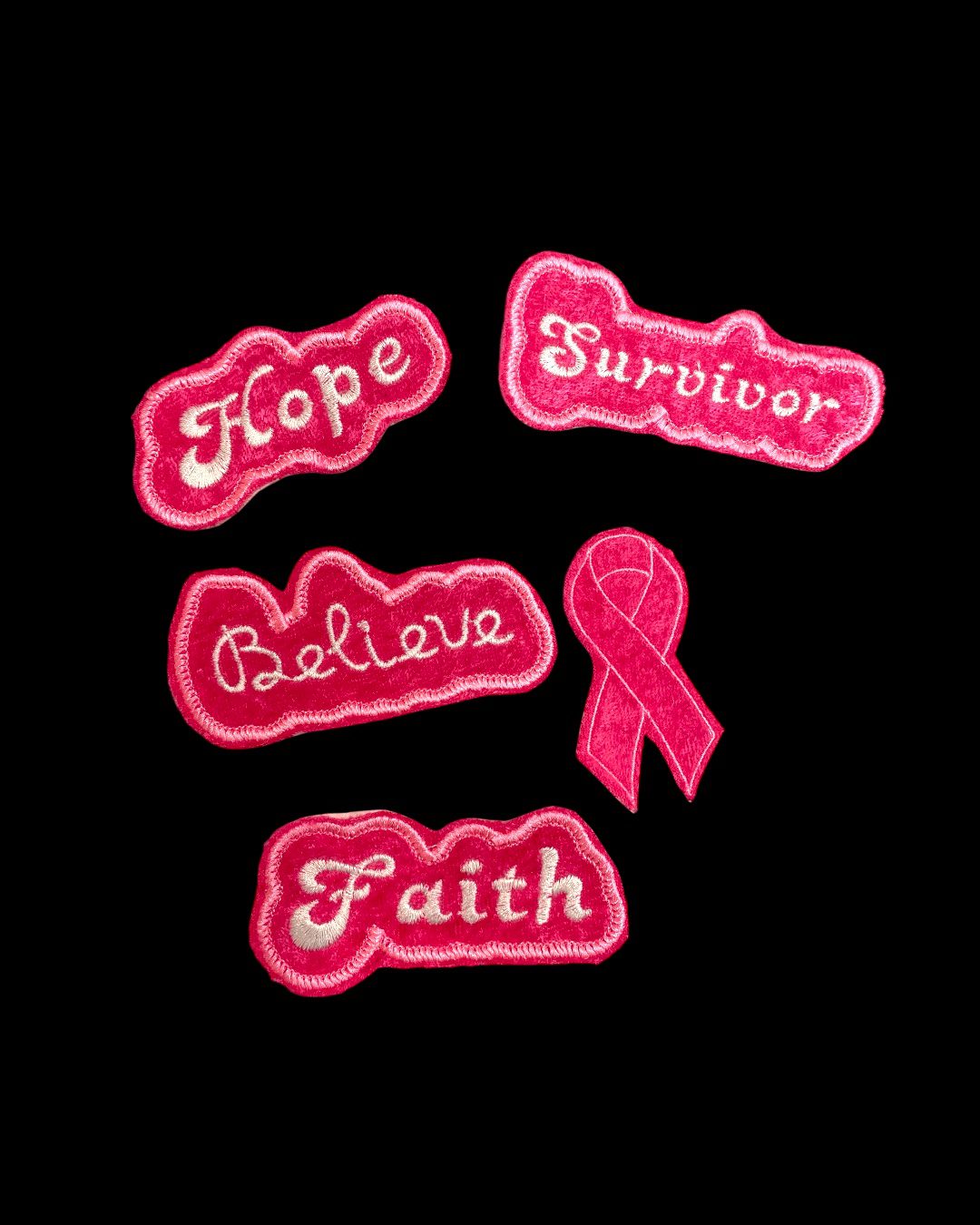 5pcs breast cancer awareness pink iron on velvet patch set - Image 2