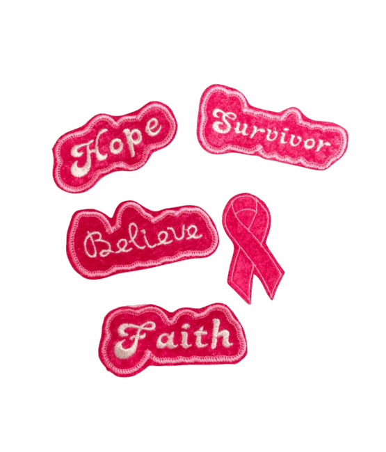 5pcs breast cancer awareness pink iron on velvet patch set