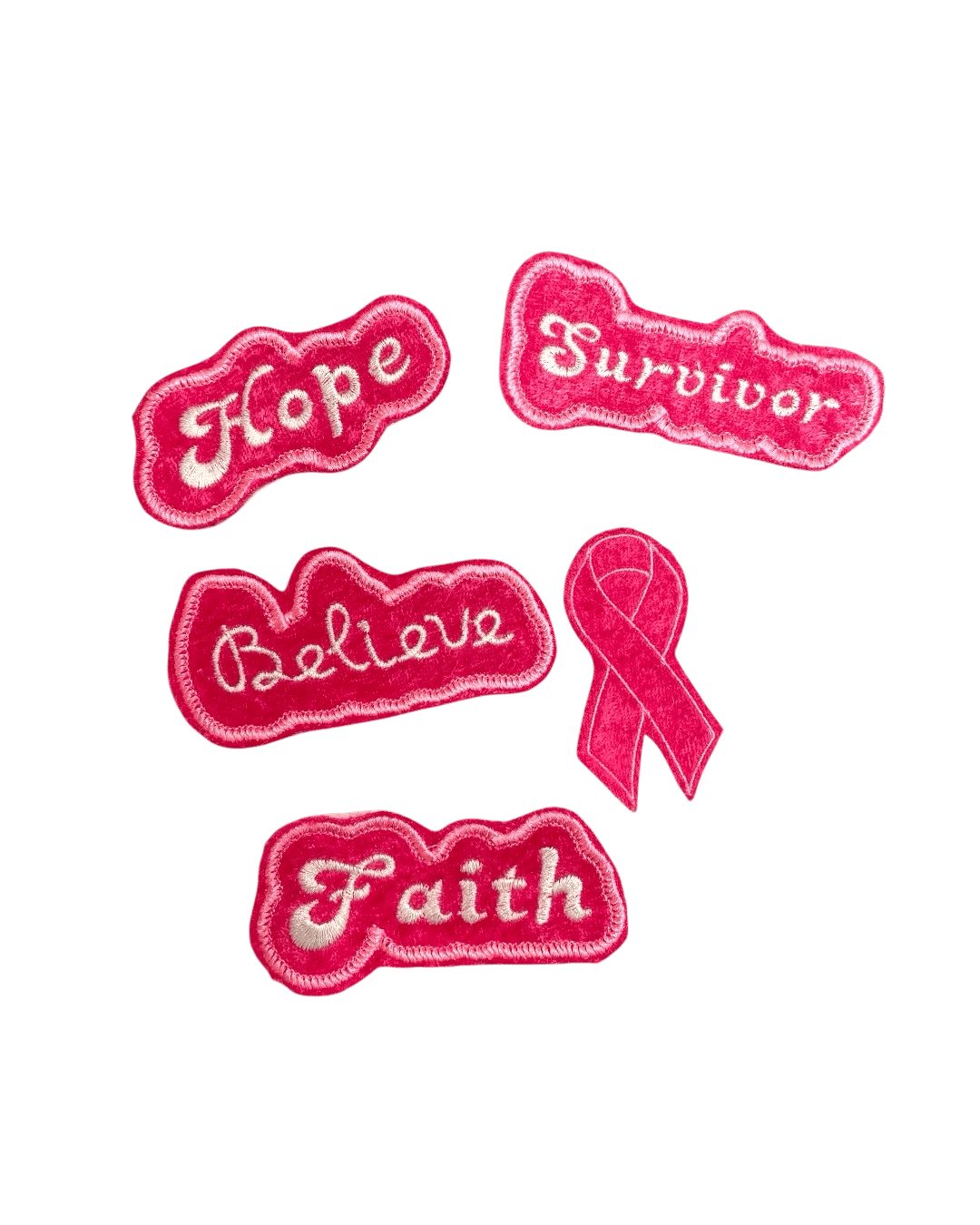 5pcs breast cancer awareness pink iron on velvet patch set