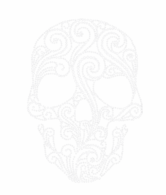 6pcs silver skull iron on rhinestone transfers